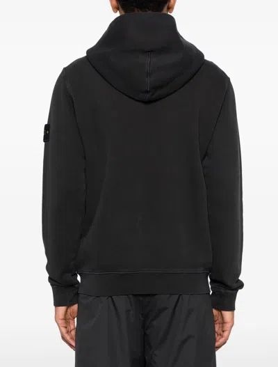 Stone Island Sweatshirt With Compass Application In Black