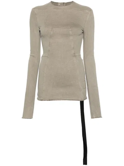 Rick Owens Drkshdw Long Sleeve Denim T-shirt In Grey