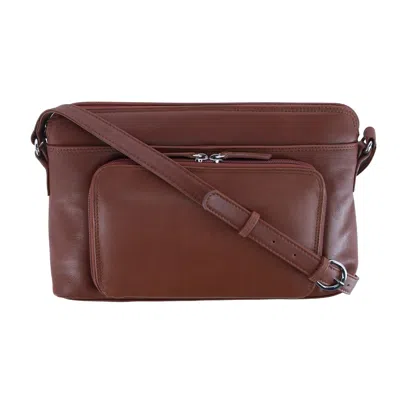 Ctm Women's Leather Shoulder Bag Purse W/ Side Organizer (larger Version) In Brown