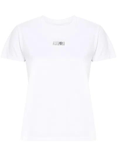 Mm6 Maison Margiela Numeric Cotton Jersey T-shirt In White