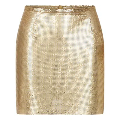 Rabanne Jupe Mini Mesh Printed Recto Verso In Metallic