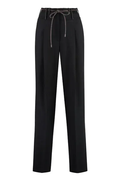 Peserico Women's Wool Blend Trousers In Black