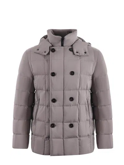 Fay Quilted Nylon Down Jacket In Grey