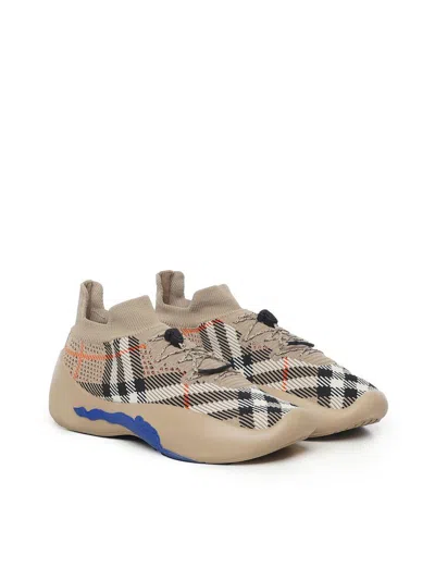 Shop Burberry Sneakers In Beige Vintage Check