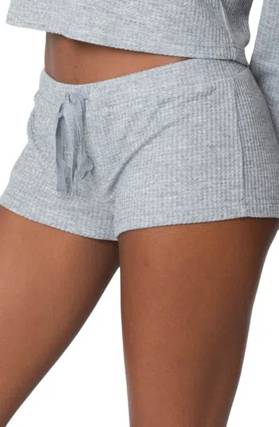 Edikted Teddy Waffle Shorts In Gray-melange