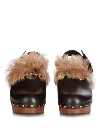 Gucci Black Amstel 55 Leather Fur Lined Clogs | ModeSens