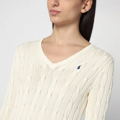 Polo Ralph Lauren Logo Embroidered Cable Knit Sweater In Green