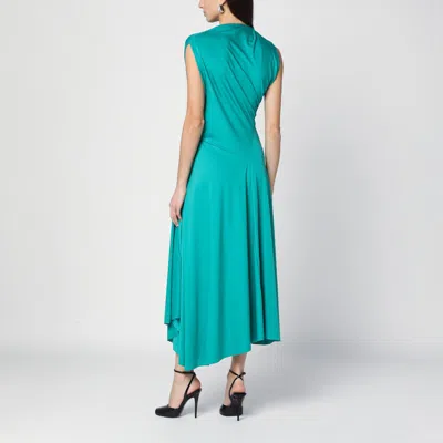 Victoria Beckham Womens Peacock Drape Front Assymmetric Stretch-jersey Maxi Dress In Light Blue
