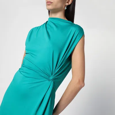 Victoria Beckham Womens Peacock Drape Front Assymmetric Stretch-jersey Maxi Dress In Light Blue