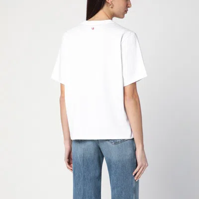Victoria Beckham White Crewneck T-shirt With Slogan Print On The Front In Cotton Woman