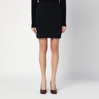 Bottega Veneta Mini Skirt In Cotton Blend With Front Pockets In Blue