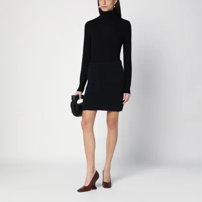 Bottega Veneta Mini Skirt In Cotton Blend With Front Pockets In Blue