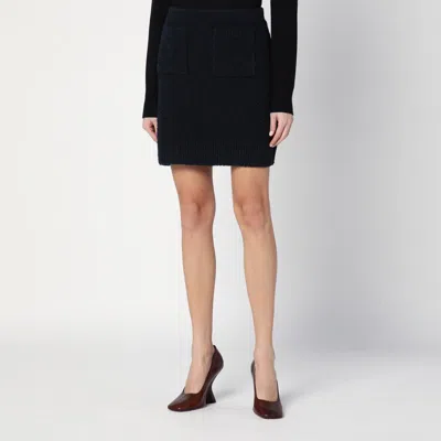 Bottega Veneta Mini Skirt In Cotton Blend With Front Pockets In Blue
