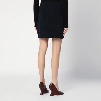 Bottega Veneta Mini Skirt In Cotton Blend With Front Pockets In Blue