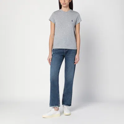 Polo Ralph Lauren Crew Neck Heathered Logo Cotton T-shirt In Blue