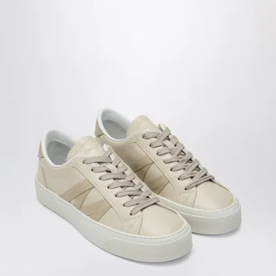 Moncler Monaco Leather Low-top Sneakers In Beige
