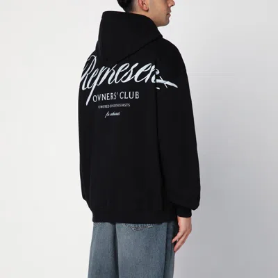 Represent Black Hoodie With Logo Lettering Detail On The Front And Maxi Logo Print On The Rear In Cotton Man In Black