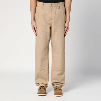 Carhartt Dusty Brown Rinsed Double Knee Pant In Neutral