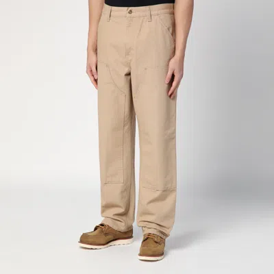 Carhartt Dusty Brown Rinsed Double Knee Pant In Neutral