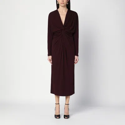 Anine Bing Mathilde Dress With Burgundy Draping In Burgundy