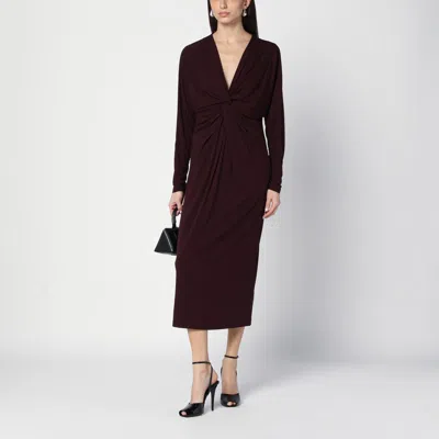 Anine Bing Mathilde Dress With Burgundy Draping In Burgundy
