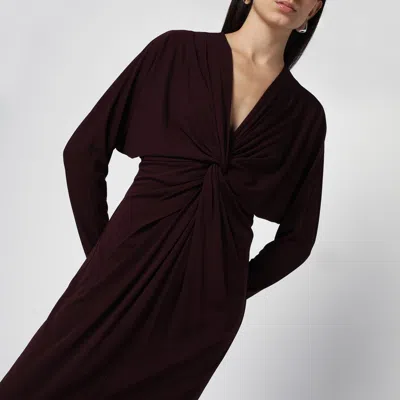 Anine Bing Mathilde Dress With Burgundy Draping In Burgundy
