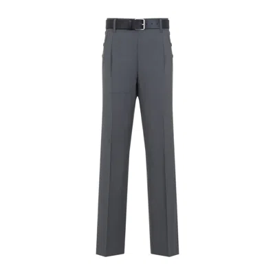 Moschino Cotton Pants With Belt Loops And Button Detailing In Grey