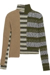 MAISON MARGIELA Striped ribbed wool-blend turtleneck sweater