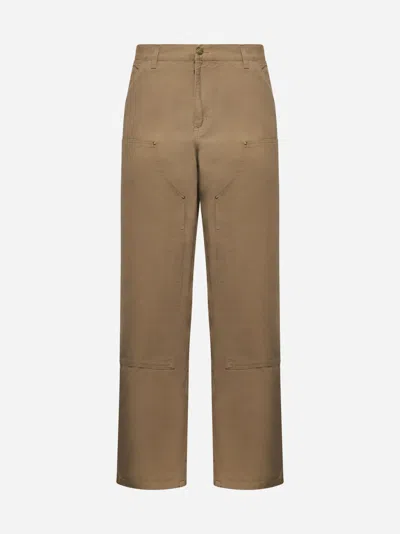 Carhartt Wip Single Knee Pant Hamilton In Organic Cotton In Dusty Brown