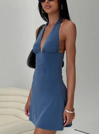 Princess Polly Lower Impact Tinisie Halter Mini Dress In Slate Blue