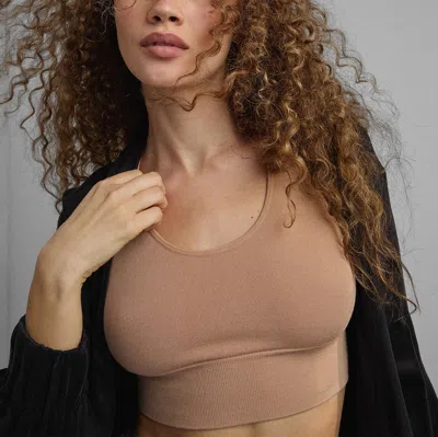 Lunya Seamless Modal Racer Bralette In Hushed Tan