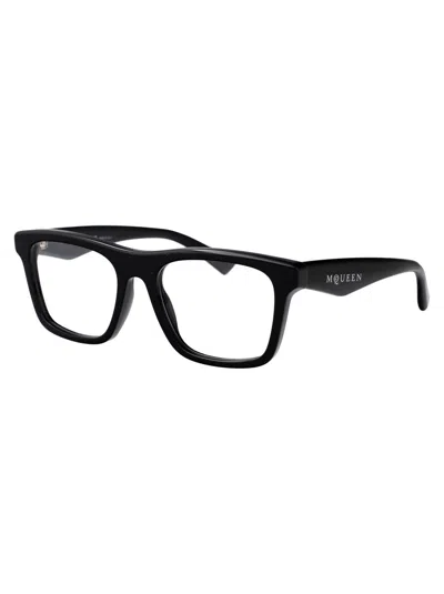 Alexander Mcqueen Am0475o Glasses In Black-black-transparent