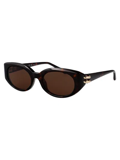 Alexander Mcqueen Round-frame Sunglasses In Havana-havana-brown