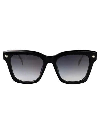 Alexander Mcqueen Square-frame Sunglasses In Black-silver-grey