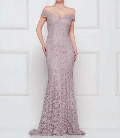 Marsoni By Colors Off Shoulder Lace Gown In Mauve In Multi