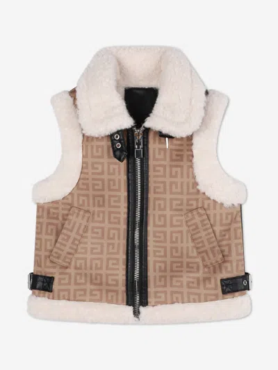 Givenchy Girls Sherling Gilet In Beige