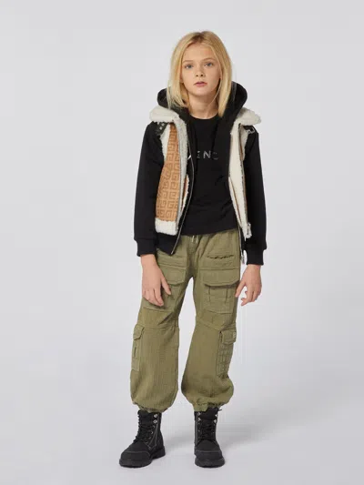 Givenchy Girls Sherling Gilet In Beige