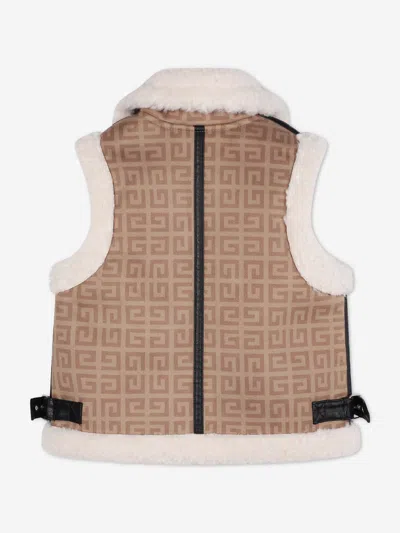 Givenchy Girls Sherling Gilet In Beige