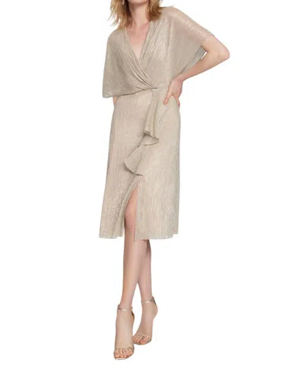 Joseph Ribkoff V-neck Wrap Dress In Champagne/gold In Multi