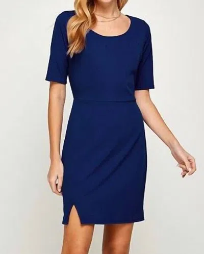 2 Hearts Apparel Scoop Neck Half Sleeve Mini Dress In Navy In Blue