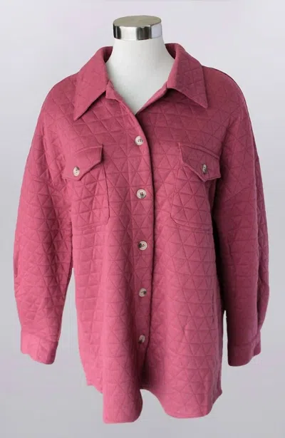 Keren Hart Quilted Shacket In Berry In Pink