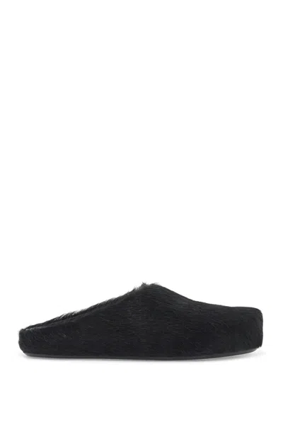 Marni Long-hair Calfskin Fussbett Sabot In Black