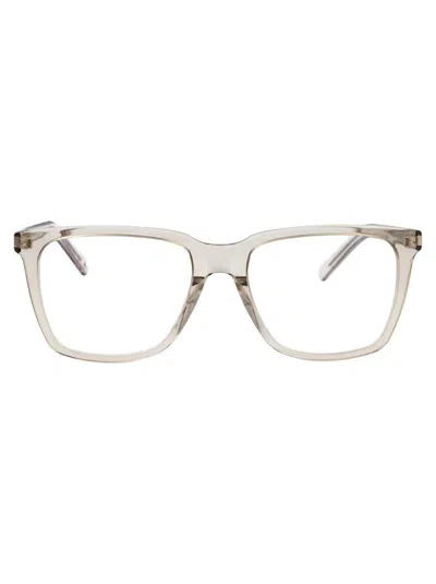 Saint Laurent Square-frame Glasses In Beige-beige-transparent