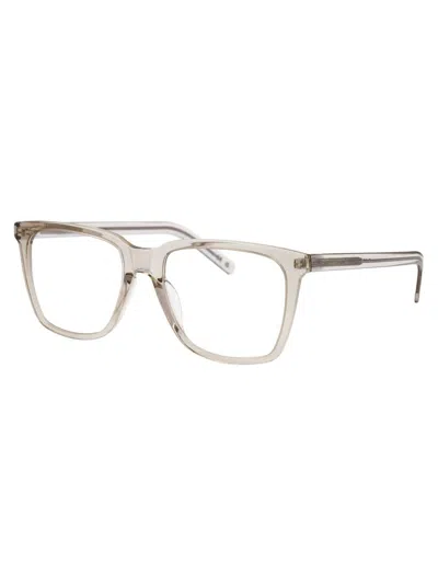 Saint Laurent Square-frame Glasses In Beige-beige-transparent