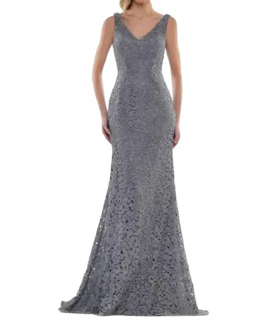 Marsoni By Colors Lace A-line Gown In Wedgewood In Gold