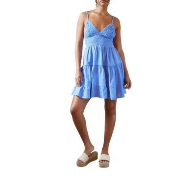 Blanco By Nature Serena Tie Back Crochet Dress In Azure In Blue