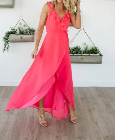 Bb Dakota Formation Cross Back Maxi Dress In Hot Pink In Pink