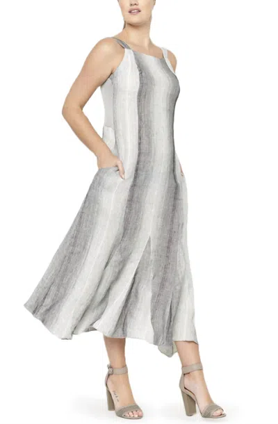 Inizio Nova Linen Dress Stripe In Black Multi In Multi