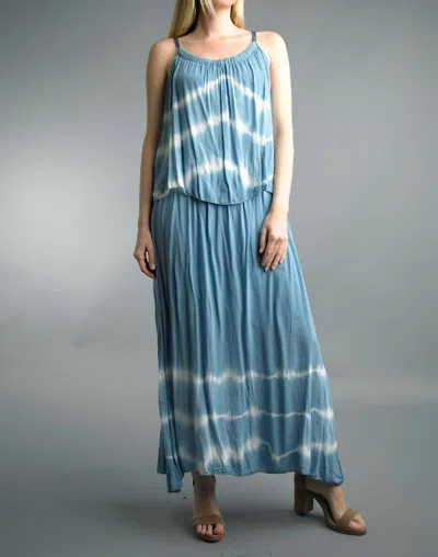 Tempo Paris Dip Dyed Maxi Dress With Added Swing Top In Blue In Blue