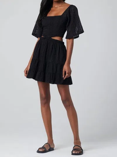 Saltwater Luxe Nova Lace Short Sleeve Mini Dress In Black Beaded Lights In Multi